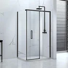2019 new cheap simple black aluminium rectangle tempered glass sliding shower door shower enclosure