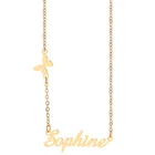 DIY personalized stainless steel English letter name butterfly custom necklace female clavicle necklace