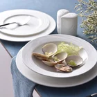 P&T Royal Ware Pure White Ceramic Bone China Plate set Custom Unique Crockery Porcelain Dinner Set