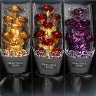 Christmas gift for wife and girlfriend on Valentine's Day 9 golden roses artificial flowers gift box