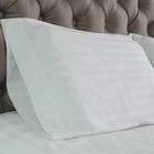 Saudi NEW fabric TC250 C35/T65 3cm stripe hotel white bed sheets/fitted sheet/pillowcase