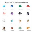 Natural Natural Wholesale 8mm Natural Round Stone Bead Half Drill For Jewelry Setting
