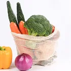 Reusable storage Bags Drawstring Cotton Mesh Bags for Fruit Vegetable Organizer Bag