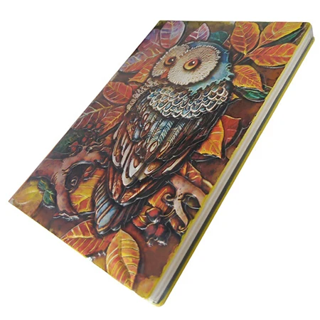 low moq custom notebook  Personalized 3d Carved cover pu leather  journal