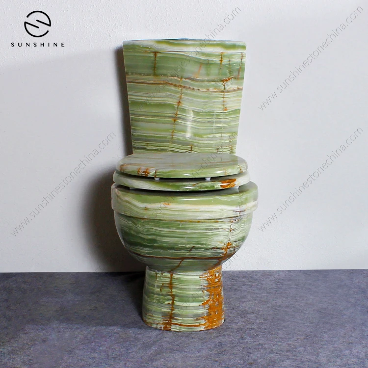 Custom Design Genuine Honey Onyx Marble Stone Floor Standing Closestool Toilet