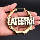 7- 9CM customize names letter charm dangle drop earrings large circle gold bamboo big hoop earrings