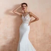 Elegant Simple Design White Bridal Gowns Chiffon and Satin Mermaid Wedding Dress