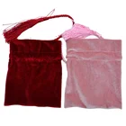 Custom Logo Printed Velvet Drawstring Gift Bags Ribbon
