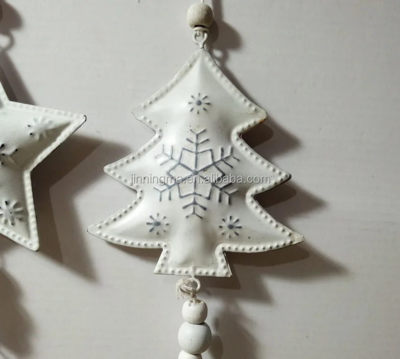 christmas heart tree star white metal hanging ornament