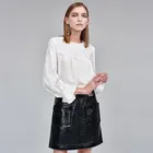 Hot sale good quality office women blouses tops long sleeve 100% silk white shirts