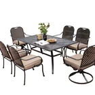 outdoor garden metal furniture sets dining chair table 6 seater table patio outdoor furniture 7 pcs garden set swivel chair