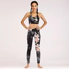 Sexy Strap Women Workout Sports Suits Black Digital Printing Athleisure Wear