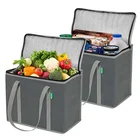 Customized logo printed reusable eco-friendly non woven lunch bag, folding tote food delivery insulated cooler bag