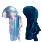Wholesale 360 Wave Luxury 2pcs Set Velvet Du Rag Laser Silky Satin Doo Rag Unisex Durag Caps TJM-05B/05J
