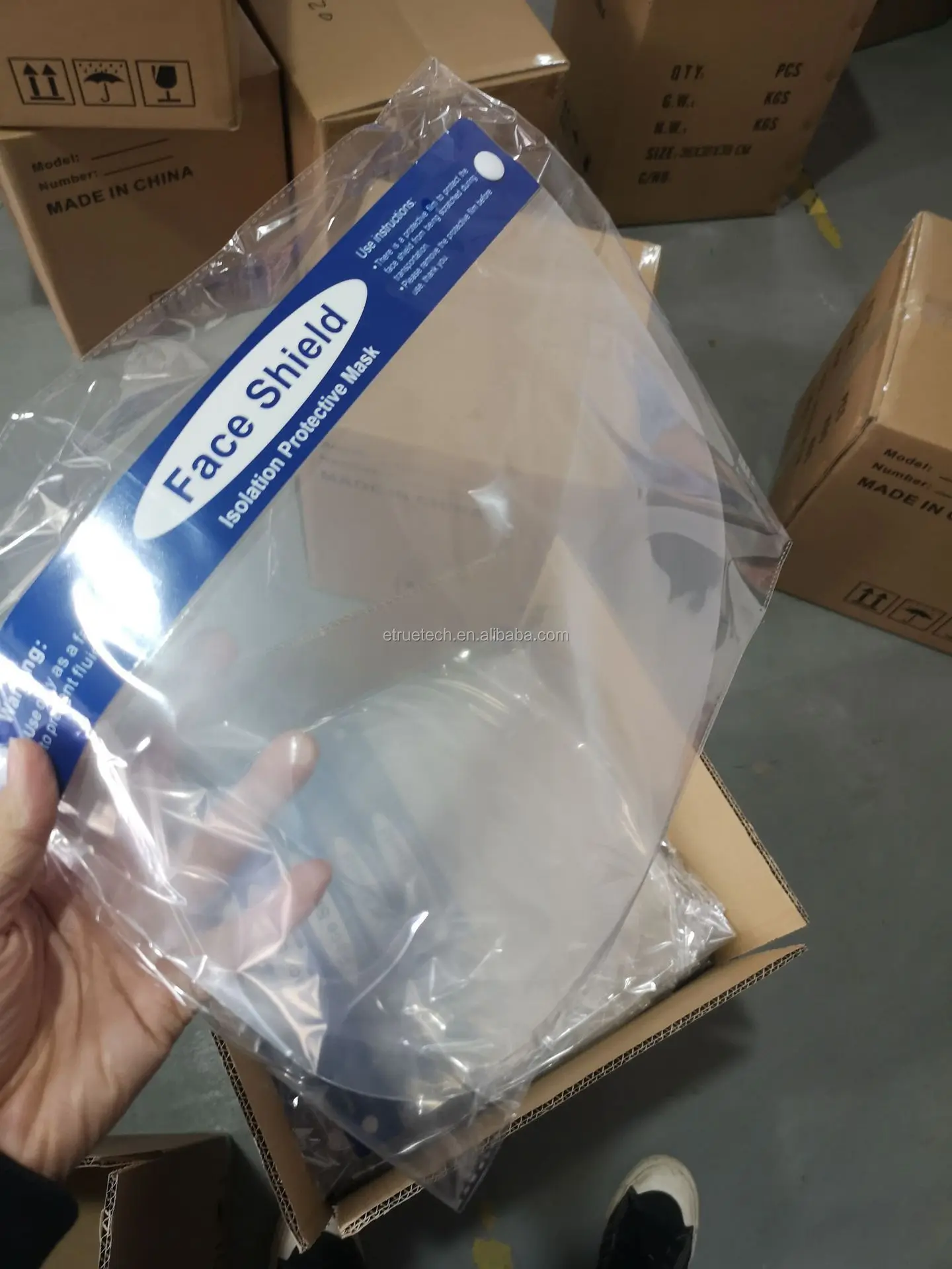 product name protective face shield material pet size 32*22c