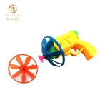 Kids disk outdoor cheap gift plastic saucer launcher flying disc gun toy