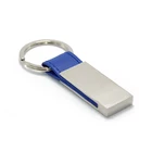 Wholesale New Rectangle Shape Leather Key Ring Men Fashion Metal Blank Leather Keychain