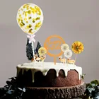 Fans Party Beautiful Paper Fans Confetti Balloon Cake Toppers For Baby Shower Happy Birthday Party Decoration