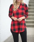 E43 Christmas buffalo check shirts women plaid shirts ladies plaid blouse 2019 buffalo plaid tops