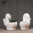 Pot Toilet Small Ceramic Pot Creative White Ceramic Flower Pot Small Toilet Shape Green Plant Pot