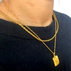 Square Gold Pendant Square Gold Plated Pendant Letter Necklace Alphabet Stainless Steel