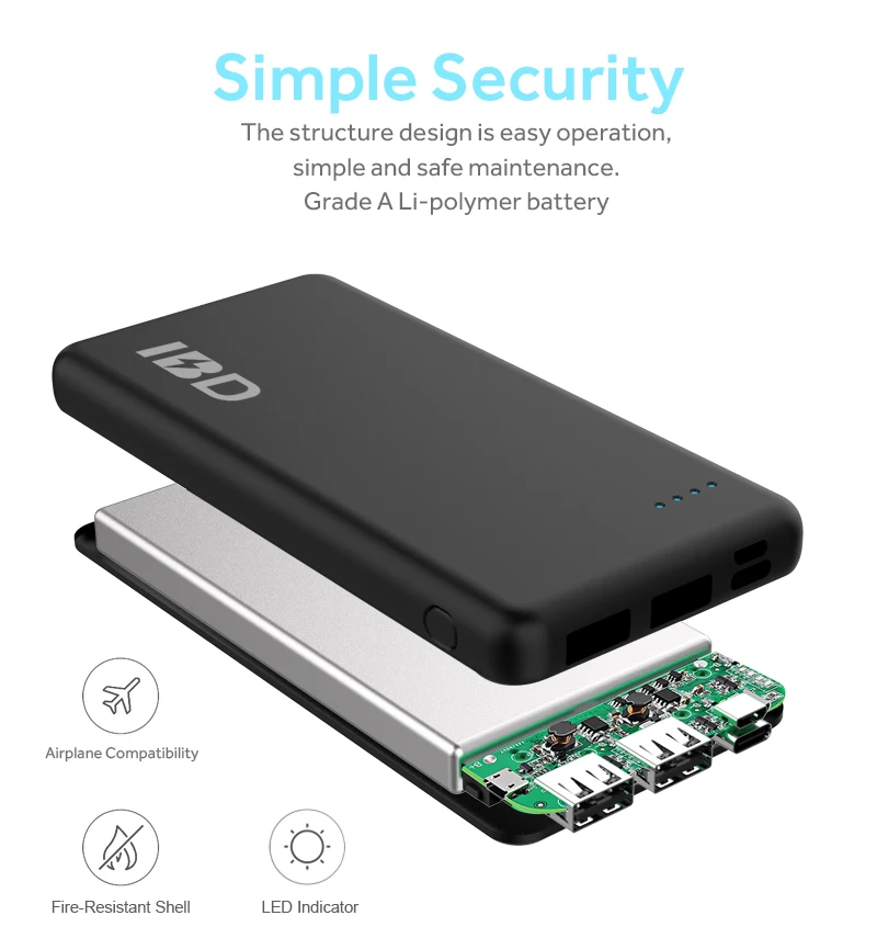 ABS and rubber oil top quality slim mobile pd power bank with built in cable - ANKUX.COM