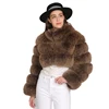 Popular Fashion Women Short Style Fluffy Fox Fur Jacket Customized Handmade High Quality Women Sexy Winter Fur Coat