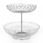 2019 New Style 2 Tier Stainless Steel Wire Basket For Vegetable And Fruit