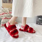 2020 Fashion red fur sandals women fur sandals slides slippers