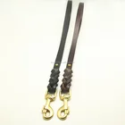 Real Leather Dog short Leash Braided Heavy Duty Brass Hook dog leash