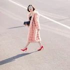 2019 Winter Women Fur Coats Hot Ladies Faux Pink Fox Fur Coat