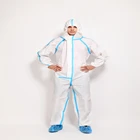 Nonwoven Disposable Breathable Safety SF Coverall in FDA,CE,ISO13485 Standard With Hood And elastic cuff