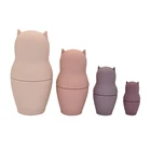 Babushka Russian stacking doll and bear design doll, sold in bulk, set 4 pc