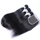 30 inch raw straight extension vendors virgin bundles with closure human peruvian hair