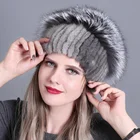 Raw Sale Fur Mink Hot Sale Wholesale Woman Winter Warm Real Mink Fur Hat With Fox Balls