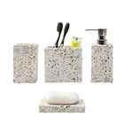 Handmade natural stone shower accessory 5psc resin bathroom accessories gift set