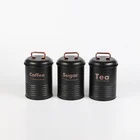 Coffee Beans General Cargo Storage Tank Made Of Matte Black Iron Coffee Beans Tea Leaves And Sugar Packets