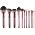 Wholesale High Quality 12 Pcs Plastic Handle Blush Make Up Brushes Professional Makeup Brush Set With Case
