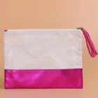 stock small MOQ colorful Gold foil custom logo print cosmetic bag for woman glittering make up promotion