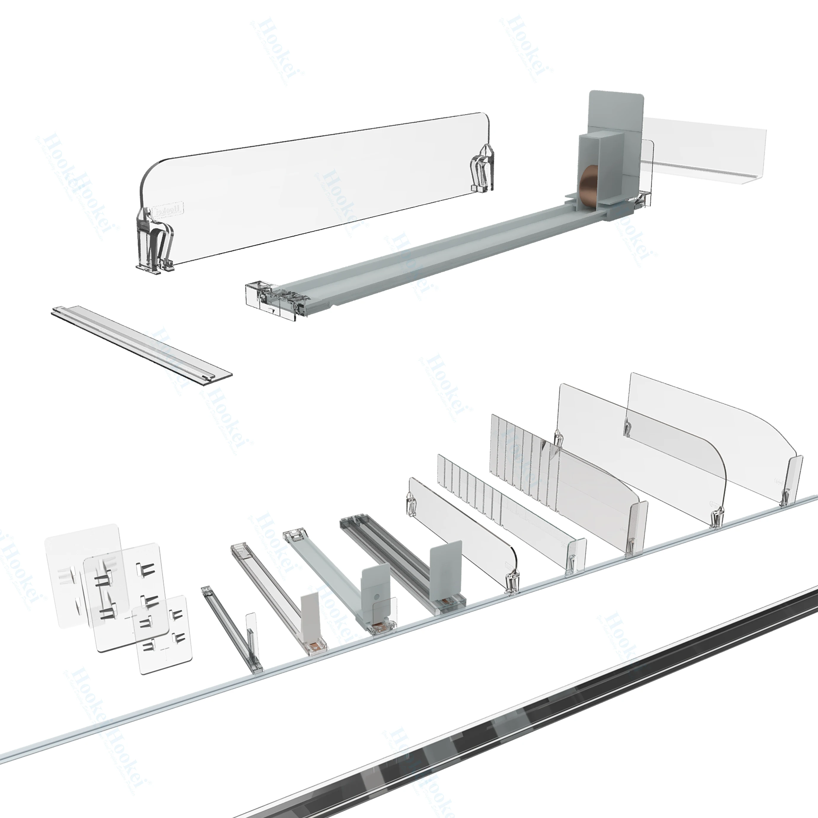 Automatic Adjustable Single Lane Pusher Merchandising Shelf Trays Width