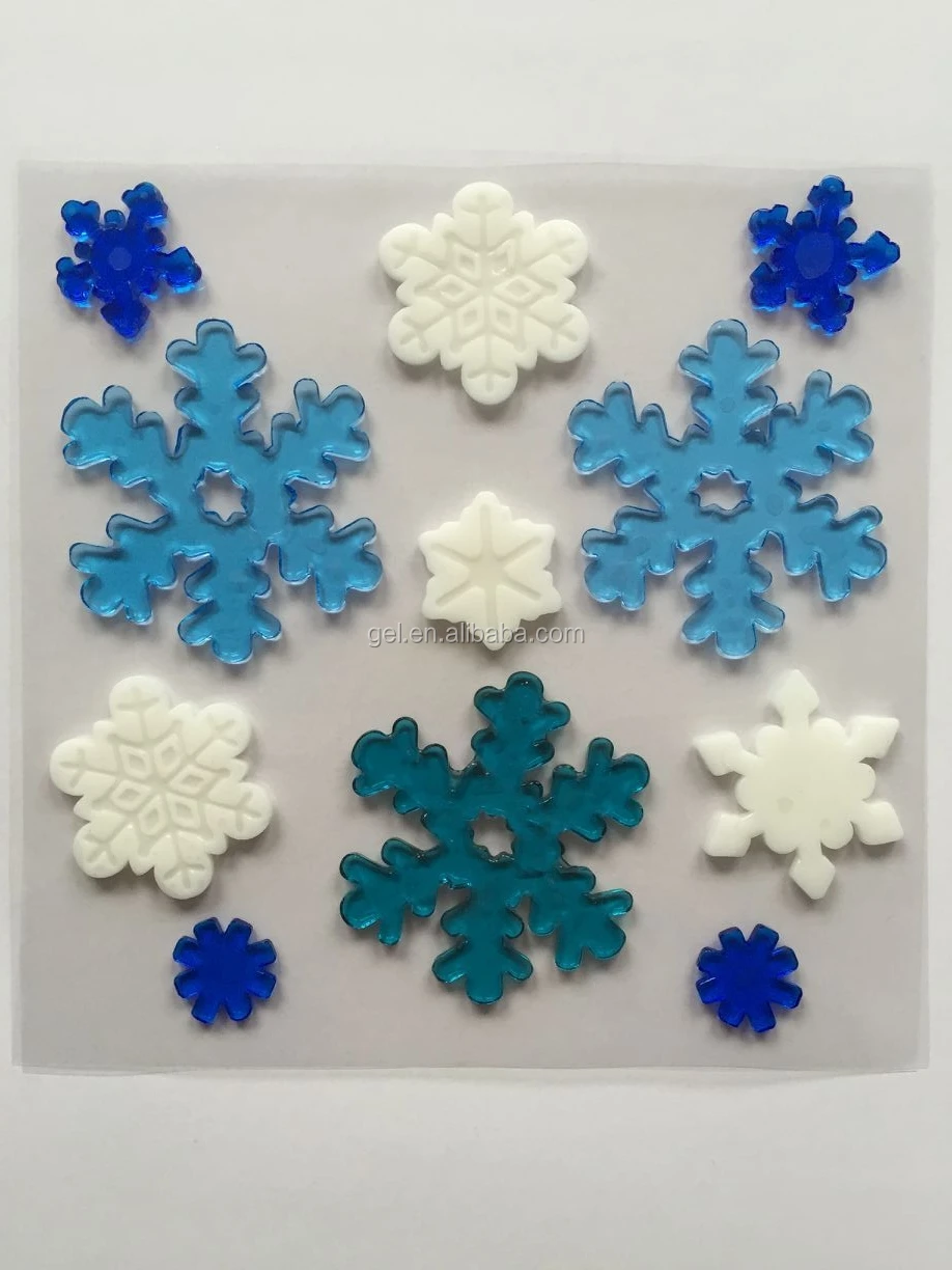 christmas snowflake tpr gel clings jelly holiday decoration