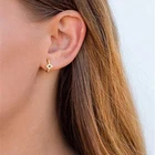 925 Sterling Silver New Trendy WOMEN Eye Jewelry Gold Plated Hoop Earrings