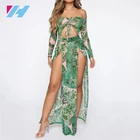 Summer Women's Fashionable Jungle Fever Off Shoulder Maxi Dress