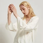Latest high quality long sleeve ladies fashion white silk shirt tops