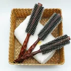 Wholesale Private Label Natural Wooden Handle Boar Bristle Round Hair Styling Brush