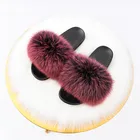 Wholesale latest fashion colors soft home winter indoor fox fur slippers for women