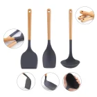 Silicone Set FDA Food Grade Silica Gel Heat Resistance Silicone Kitchen Cooking Utensil Set with Wooden Handle