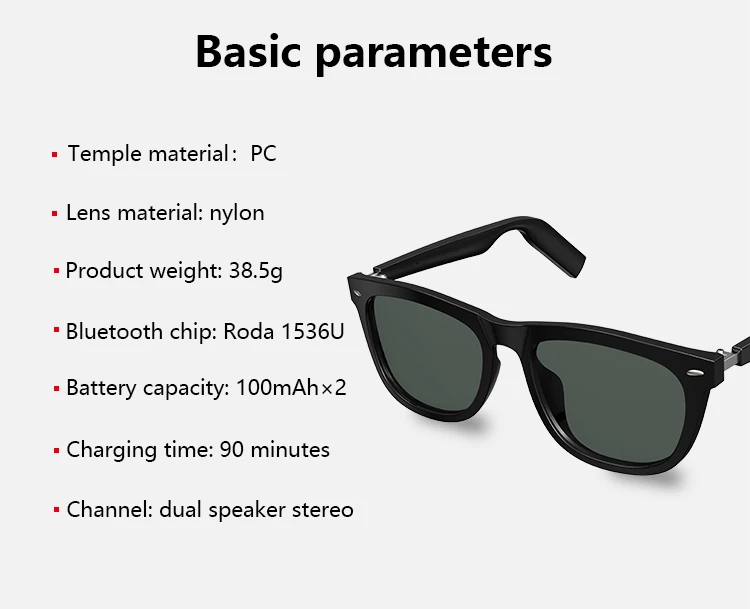 dfe9 smart glasses wireless bt sunglasses open ear music hands