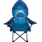 compact portable safety fancy cartoon design shark and unicorn paint padded kids folding camping chair with armrest