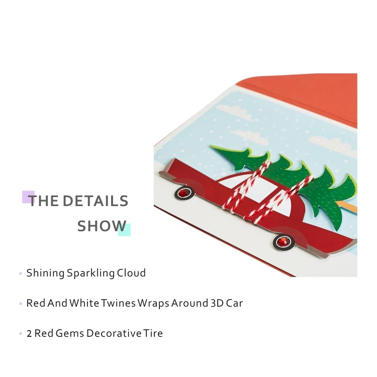 special designed snow 3d gift cards, handmade glitter christmas